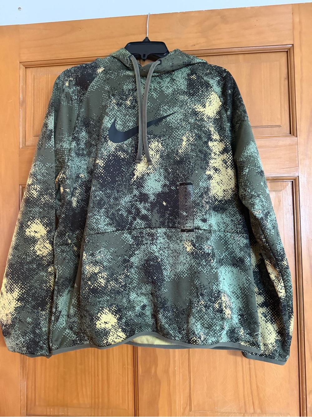 Nike Olive Green and Yellow Swoosh Pullover Hoodie